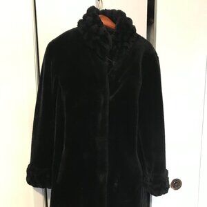 Fen-Nelli For Lindor Ladies Black Faux Fur Coat Size 10